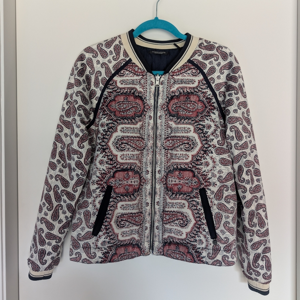 Scotch & Soda Pink and Black Paisley Bomber Jacket